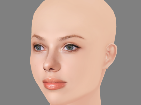 Scarlett Johansson Head - Low Poly Head for Game - No Hair Modèle 3D