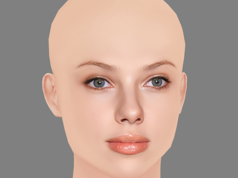 Scarlett Johansson Head - Low Poly Head for Game - No Hair Modèle 3D