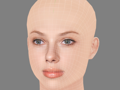 Scarlett Johansson Head - Low Poly Head for Game - No Hair Modèle 3D
