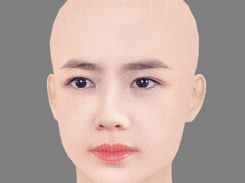 Son Ye-Jin Head - No Hair - Low poly head for game Modelo 3D