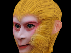 Monkey King - Sun Wukong Head - Low Poly Head for Game Modelo 3D