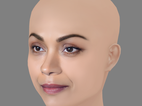 Zoe Saldana Head - Low Poly Head for Game - No Hair 3D Модель