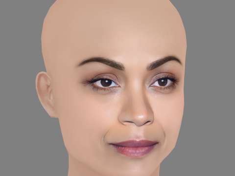 Zoe Saldana Head - Low Poly Head for Game - No Hair 3D Модель