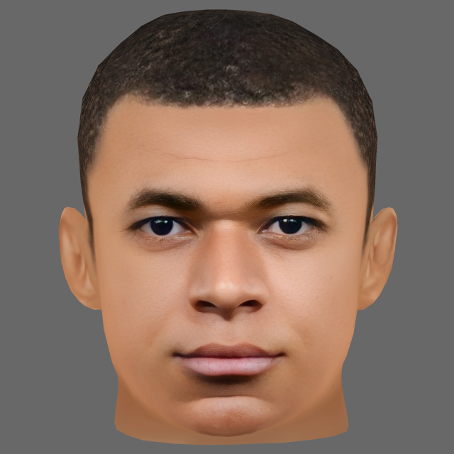 Kylian Mbappe Head - Low poly head for game 3D 模型 .c4d .max .obj .3ds .fbx .stl .blend