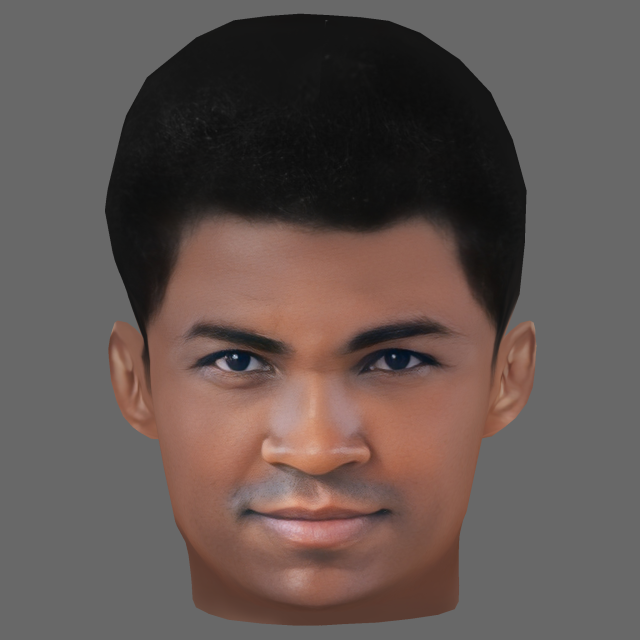 Muhammad Ali Head - Low poly head for game Modelo 3D .c4d .max .obj .3ds .fbx .stl .blend
