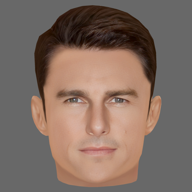 Tom Cruise Head - Low poly head for game 3D Model .c4d .max .obj .3ds .fbx .stl .blend 