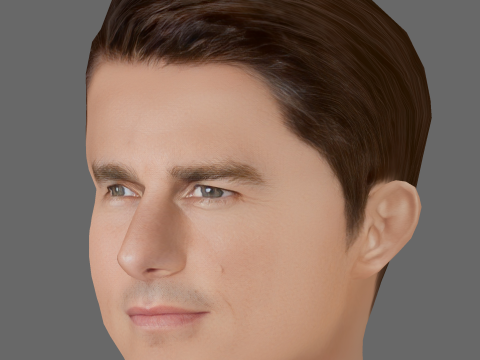 톰 크루즈 헤드 - 게임용 로우 폴리 헤드 3D 모델