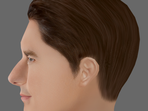 톰 크루즈 헤드 - 게임용 로우 폴리 헤드 3D 모델