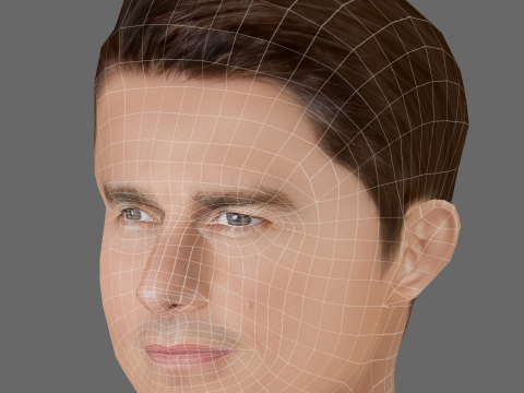 톰 크루즈 헤드 - 게임용 로우 폴리 헤드 3D 모델