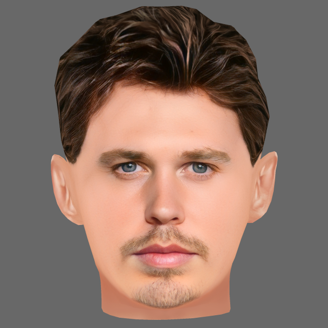 Austin Butler Head - Low poly head for game 3D-Modell .c4d .max .obj .3ds .fbx .stl .blend 