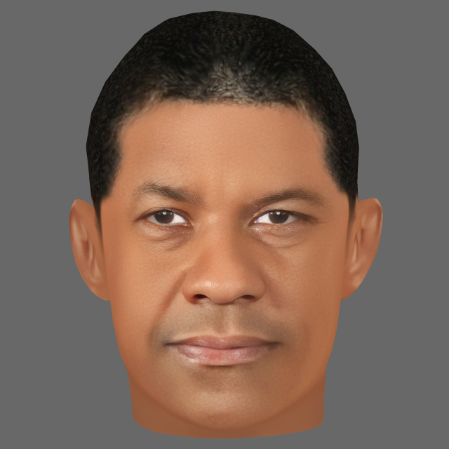 Daniel Washington Head - Low poly head for game Model 3D .c4d .max .obj .3ds .fbx .stl .blend 