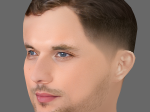 Ed Skrein Head - Low poly head for game Model 3D