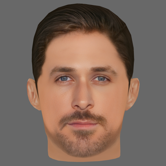 Ryan Gosling Head - Low poly head for game 3D Model .c4d .max .obj .3ds .fbx .stl .blend 