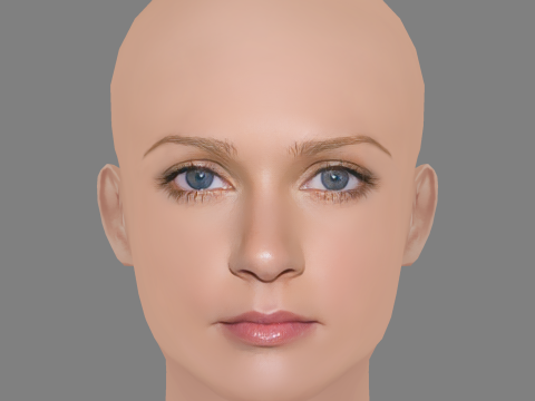 A J Cook Head - No Hair - Low poly head for game Model 3D