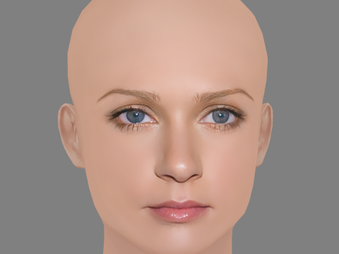 A J Cook Head - No Hair - Low poly head for game Model 3D