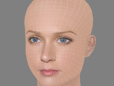 A J Cook Head - No Hair - Low poly head for game Model 3D