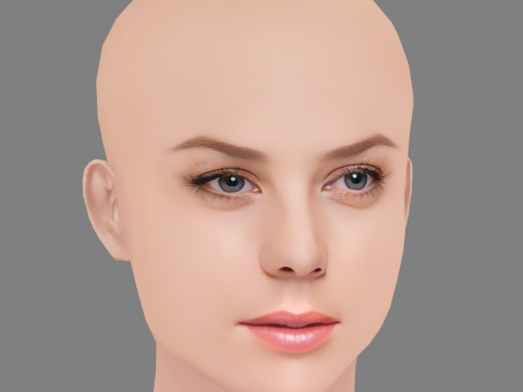 Abbie Cornish Head - No Hair - Low poly head for game 3D Model