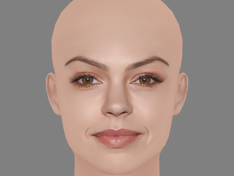 Aimee Teegarden Head - No Hair - Low poly head for game 3D Model