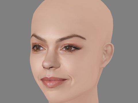 Aimee Teegarden Head - No Hair - Low poly head for game 3D Model