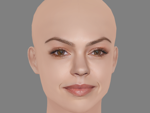 Aimee Teegarden Head - No Hair - Low poly head for game 3D Model