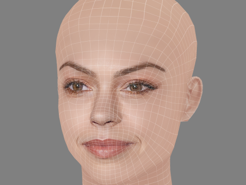 Aimee Teegarden Head - No Hair - Low poly head for game 3D Model