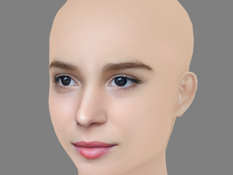 Alba Baptista Head - No Hair - Low poly head for game Modelo 3D