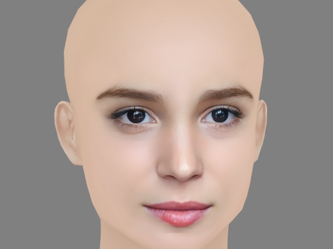 Alba Baptista Head - No Hair - Low poly head for game Modelo 3D