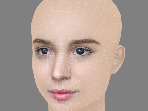 Alba Baptista Head - No Hair - Low poly head for game Modelo 3D