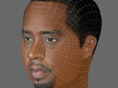Puff Diddy Head - Low poly head for game Modello 3D