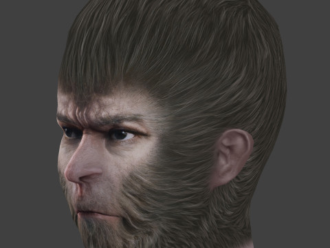 Black Myth Wukong Head - Low Poly Model 3D