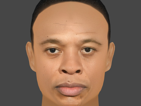 Dr Dre - Andre Romelle Young Head - Low Poly Head 3Dモデル