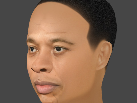 Dr Dre - Andre Romelle Young Head - Low Poly Head Modello 3D