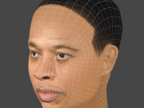 Dr Dre - Andre Romelle Young Head - Low Poly Head Modello 3D