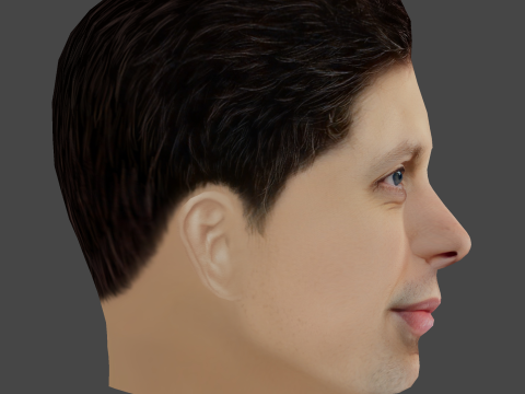 Sam Altman Head - Low poly head for game Modello 3D