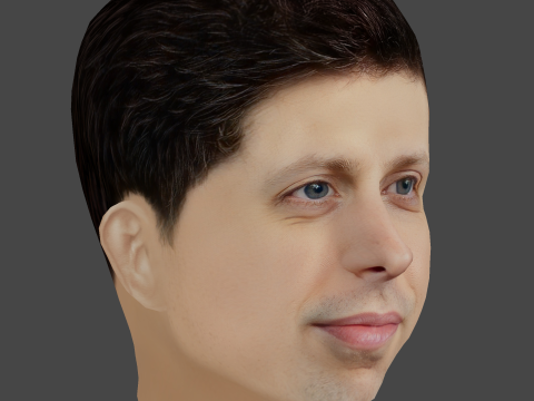 Sam Altman Head - Low poly head for game Modello 3D