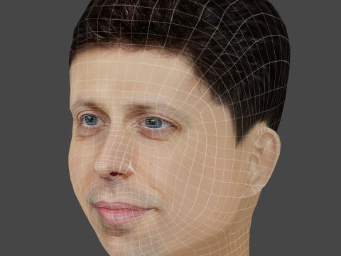 Sam Altman Head - Low poly head for game Modello 3D