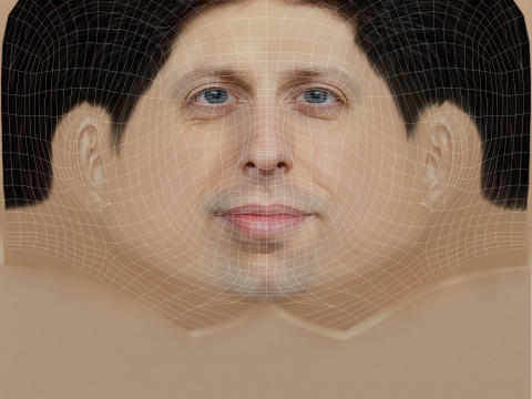 Sam Altman Head - Low poly head for game Modello 3D