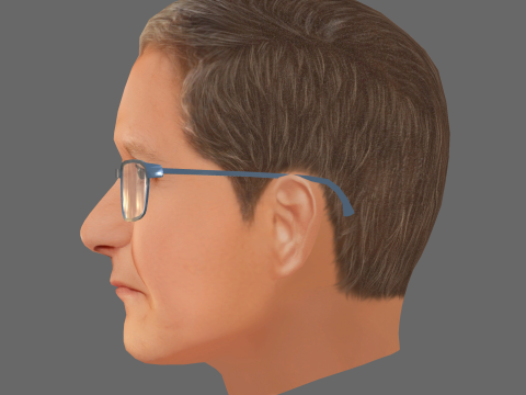 Tim Cook Head - Low poly head for game Modèle 3D