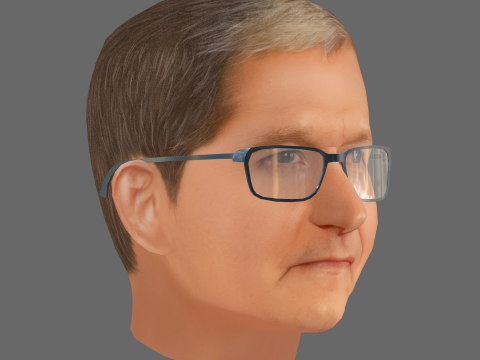 Tim Cook Head - Low poly head for game Modèle 3D