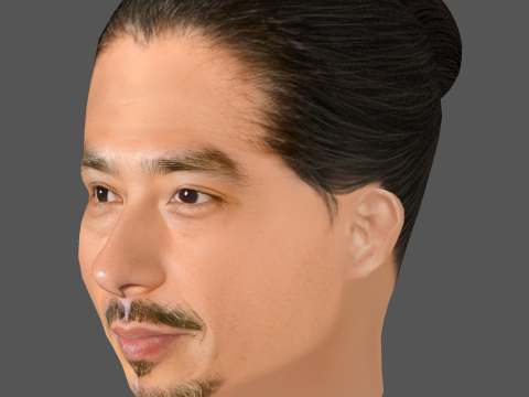 Hiroyuki Sanada Head - Low poly head for game 3D मॉडल