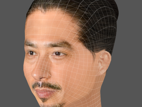 Hiroyuki Sanada Head - Low poly head for game 3D मॉडल
