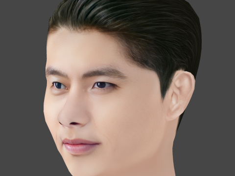 Hyun Bin Head - Low poly head for game 3D 模型