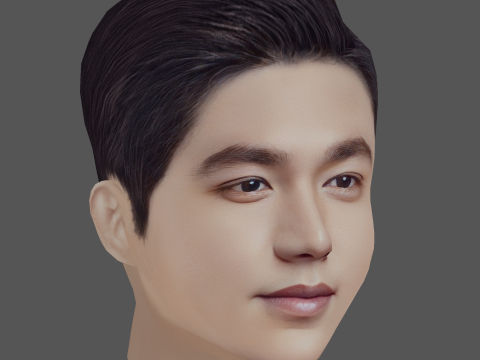 Lee Min Ho Head - Low poly head for game 3D मॉडल