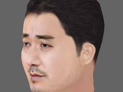 Ma Dong Seok Head - Low poly head for game Model 3D