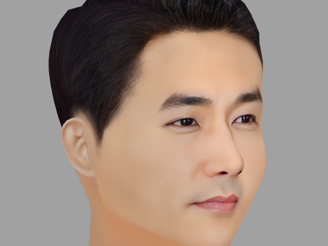 Song Seung Heon Head - Low poly head for game Modelo 3D