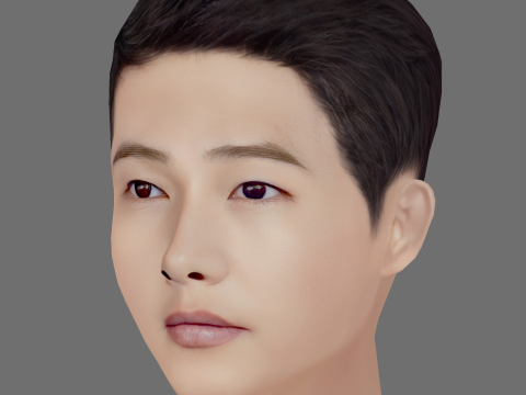 Song Joong Ki Head - Low poly head for game Modello 3D