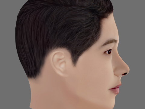 Song Joong Ki Head - Low poly head for game Modello 3D