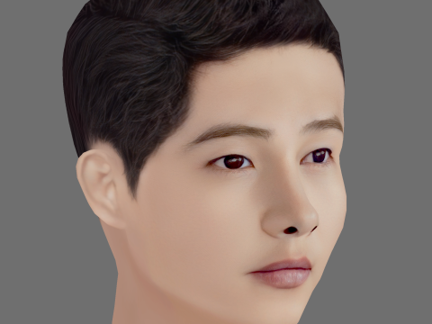 Song Joong Ki Head - Low poly head for game Modello 3D