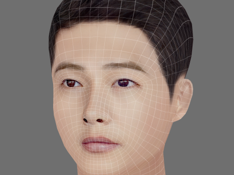 Song Joong Ki Head - Low poly head for game Modello 3D