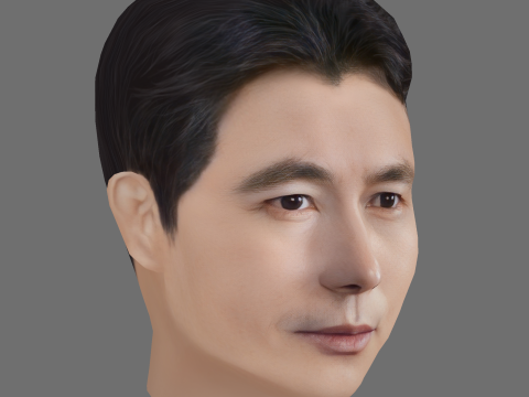 Jung Woo Sung Head - Low poly head for game 3D Model
